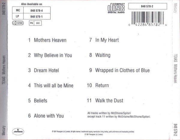 Texas : Mothers Heaven (CD, Album)