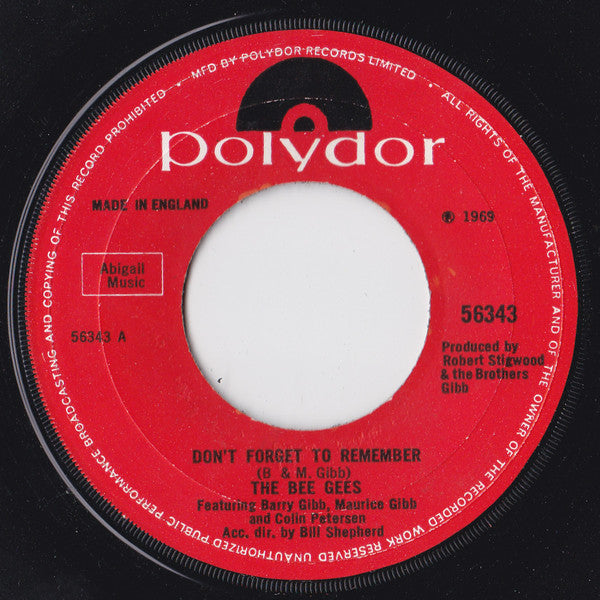 Bee Gees : Don't Forget To Remember (7", Single, Lar)