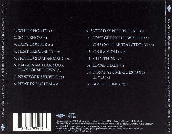 Graham Parker And The Rumour : You Can't Be Too Strong - An Introduction To Graham Parker & The Rumour (CD, Comp)