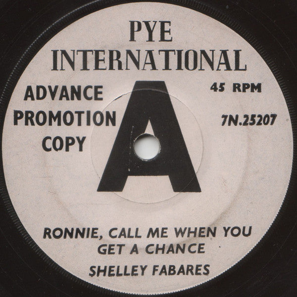 Shelley Fabares : Ronnie, Call Me When You Get A Chance / I Left A Note To Say Goodbye (7", Promo)