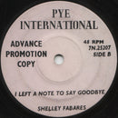 Shelley Fabares : Ronnie, Call Me When You Get A Chance / I Left A Note To Say Goodbye (7", Promo)