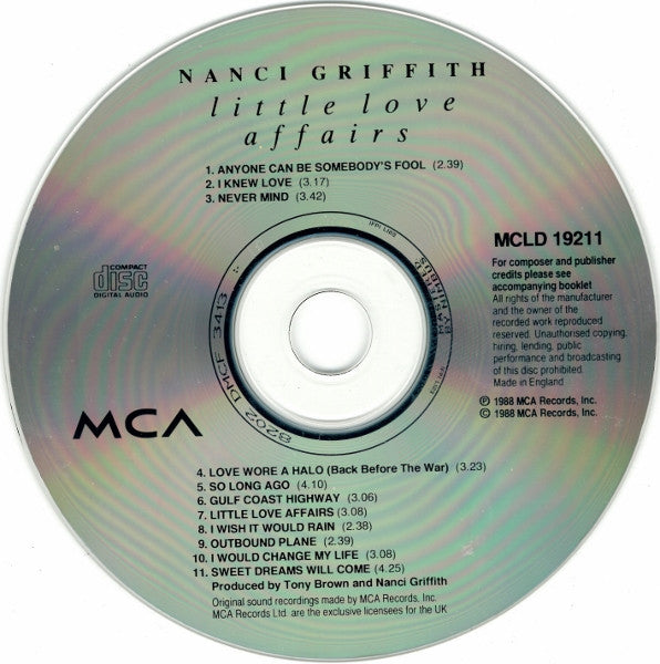 Nanci Griffith : Little Love Affairs (CD, Album, RE)