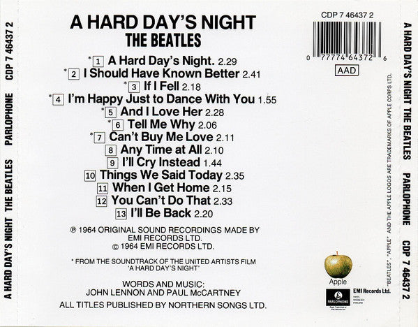 The Beatles : A Hard Day's Night (CD, Album, Mono, RE)