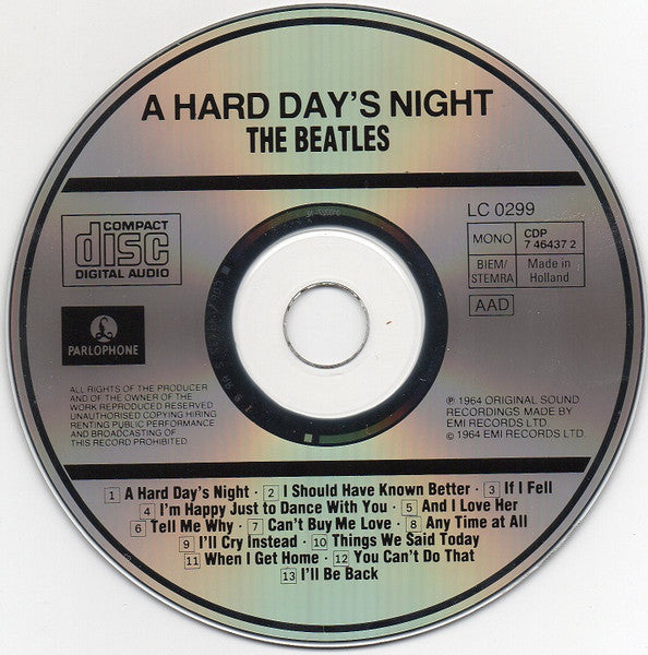 The Beatles : A Hard Day's Night (CD, Album, Mono, RE)