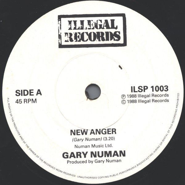 Gary Numan : New Anger (7", Single, Pos)