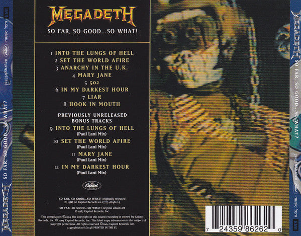 Megadeth : So Far, So Good... So What! (CD, Album, RE, RM, Rem)
