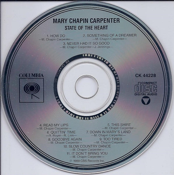 Mary Chapin Carpenter : State Of The Heart (CD, Album, Pit)