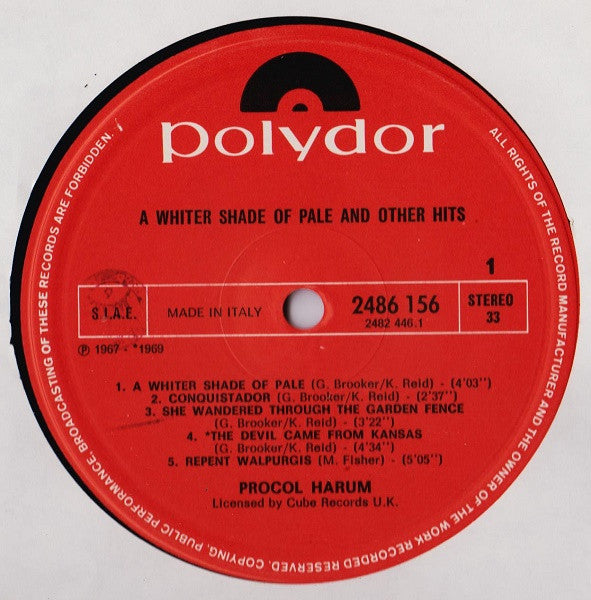 Procol Harum : A Whiter Shade Of Pale And Other Hits (LP, Comp)
