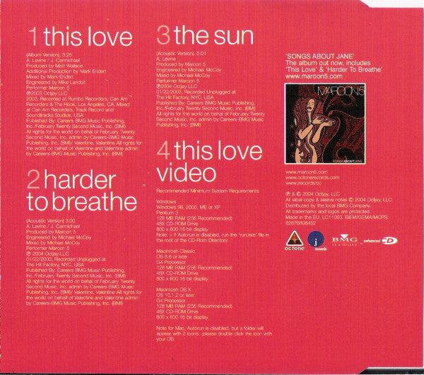 Maroon 5 : This Love (CD, Maxi, Enh)