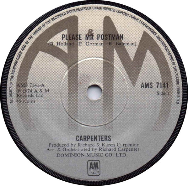 Carpenters : Please Mr Postman (7", Single)