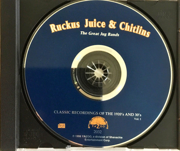 Various : Ruckus Juice & Chittlins (The Great Jug Bands Vol. 1) (CD, Comp, RM)