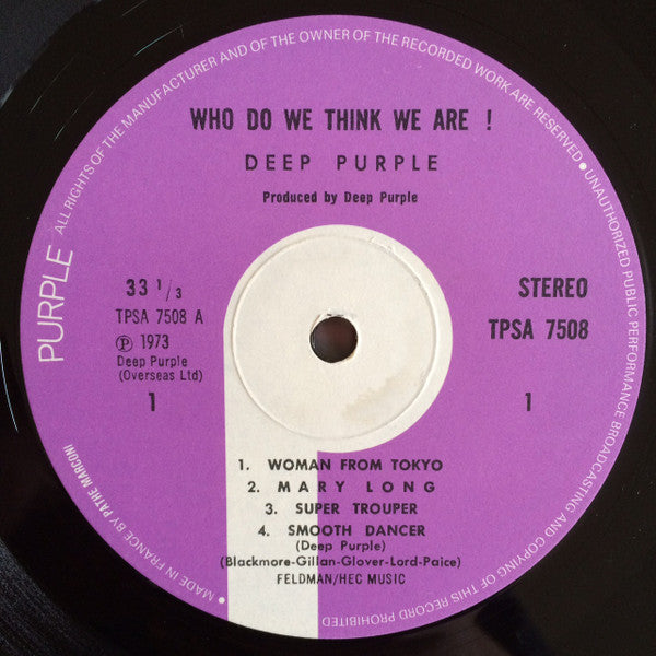 Deep Purple : Who Do We Think We Are (LP, Album, Gat)