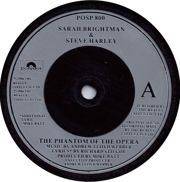 Sarah Brightman, Steve Harley : The Phantom Of The Opera (7", Single, Sil)