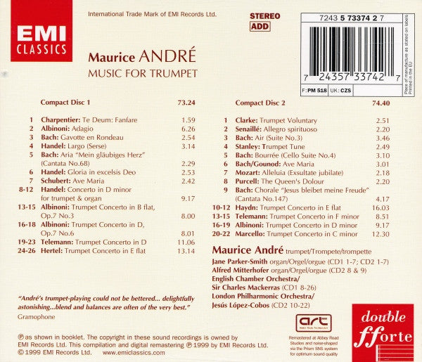 Maurice André : Music For Trumpet (2xCD, Comp)