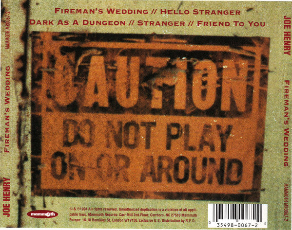 Joe Henry : Fireman's Wedding (CD, EP)