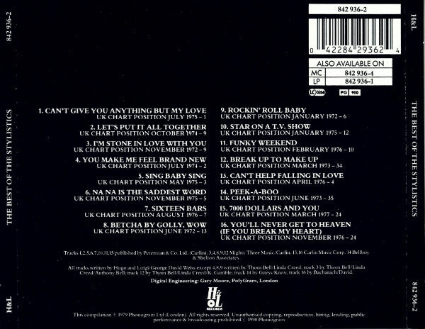 The Stylistics : The Best Of The Stylistics (CD, Comp)