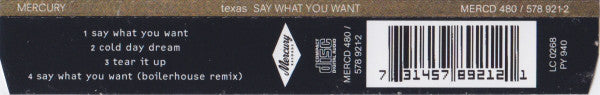 Texas : Say What You Want (CD, Single, PMD)