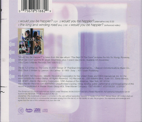 The Corrs : Would You Be Happier? (CD, Maxi, Enh, Ltd)