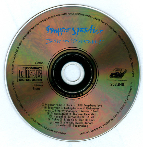 Gruppo Sportivo : Back To 19 Mistakes (CD, Comp, RP)