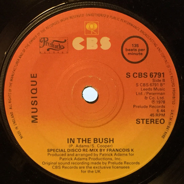 Musique : In The Bush (7", Single)