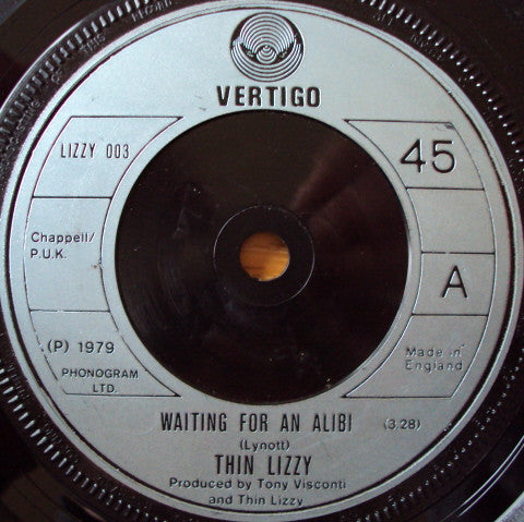 Thin Lizzy : Waiting For An Alibi (7", Single, Lam)