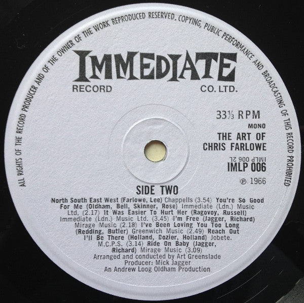 Chris Farlowe : The Art Of Chris Farlowe (LP, Album, Mono, Mis)