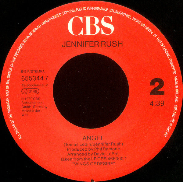 Jennifer Rush : Higher Ground (7", Single)