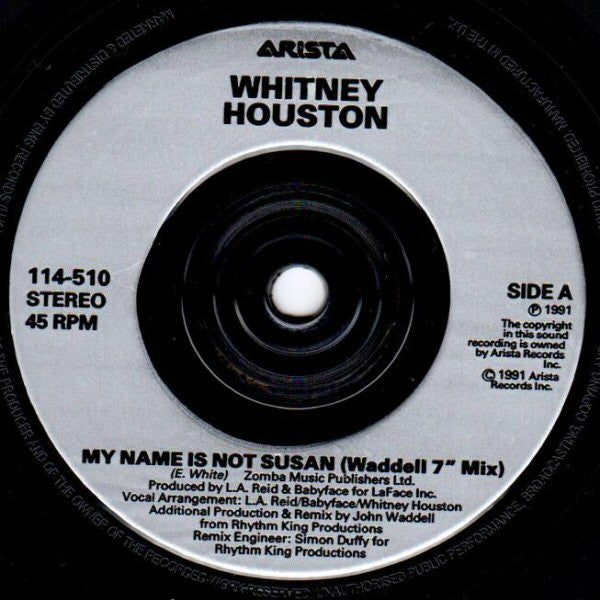 Whitney Houston : My Name Is Not Susan (7", Single)