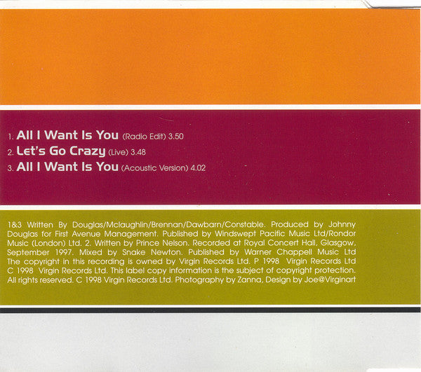 911 (4) : All I Want Is You (CD, Single, CD1)
