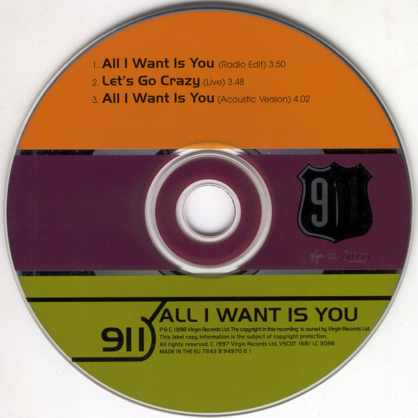 911 (4) : All I Want Is You (CD, Single, CD1)