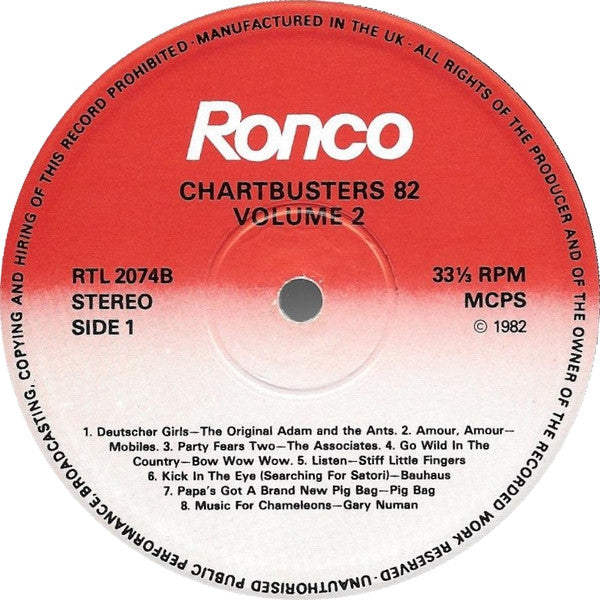 Various : Chartbusters 82 Volume 2 (LP, Comp, PRS)