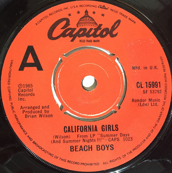 The Beach Boys : California Girls (7", Single, RE)