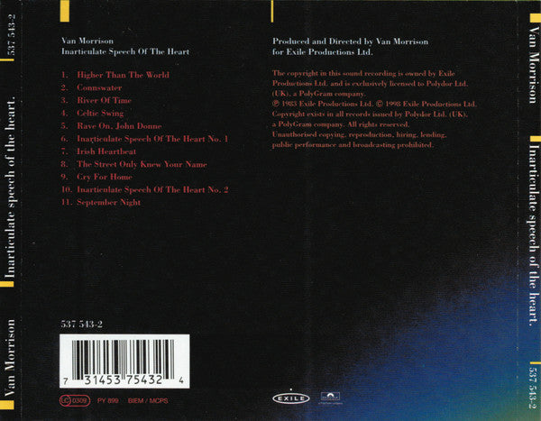 Van Morrison : Inarticulate Speech Of The Heart (CD, Album, RE, RM)