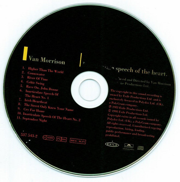 Van Morrison : Inarticulate Speech Of The Heart (CD, Album, RE, RM)