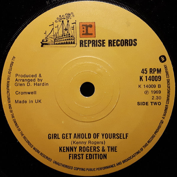 Kenny Rogers & The First Edition : Ruby, Don't Take Your Love To Town / Girl Get Ahold Of Yourself (7", RE, Sol)