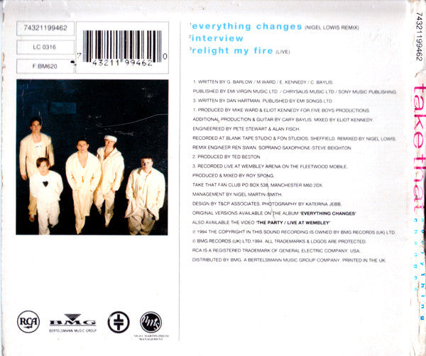 Take That : Everything Changes (CD, Single, Dig)