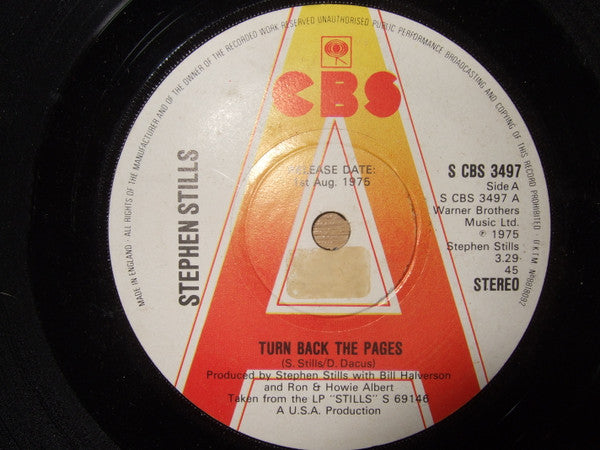 Stephen Stills : Turn Back The Pages (7", Single, Promo)