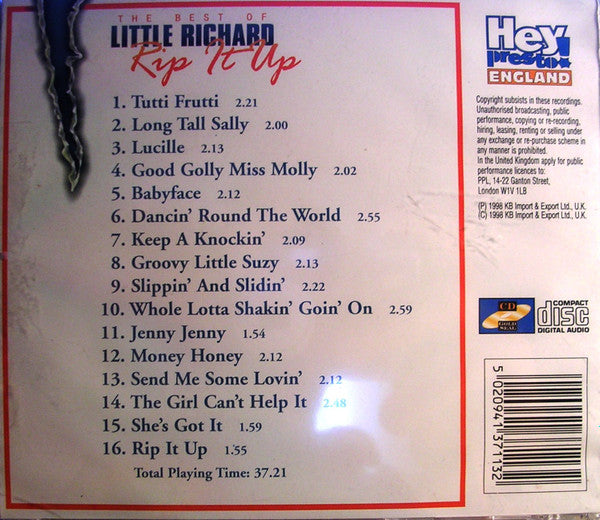 Little Richard : Rip It Up. The Best Of Little Richard (CD, Album, Comp, RE)