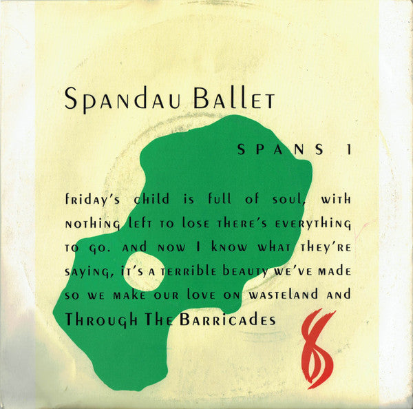 Spandau Ballet : Through The Barricades (7", Single)