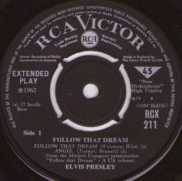 Elvis Presley : Follow That Dream (7", EP, Mono, RE)