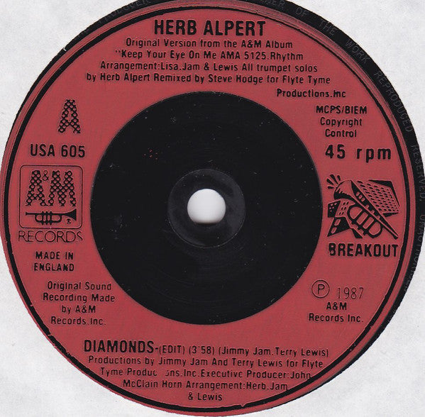 Herb Alpert : Diamonds (7", Single, Red)