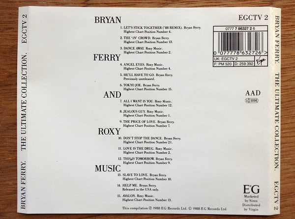 Bryan Ferry And Roxy Music : Bryan Ferry - The Ultimate Collection With Roxy Music (CD, Comp)