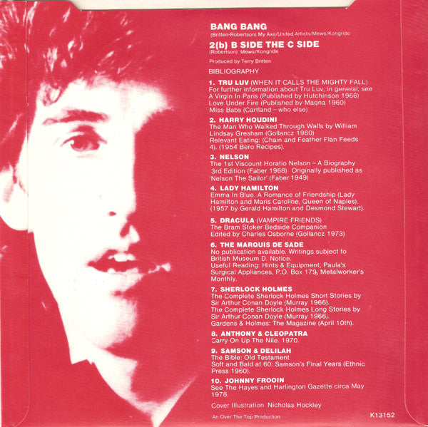 B. A. Robertson : Bang Bang (7", Single, Pic)