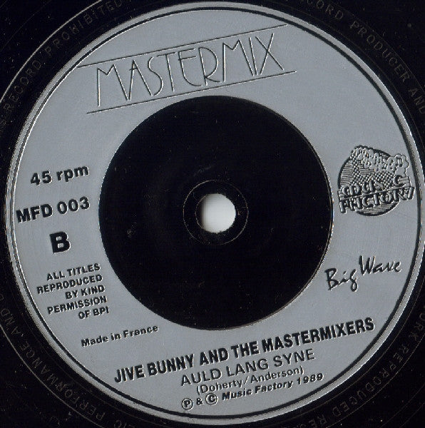 Jive Bunny And The Mastermixers : Let's Party & Auld Lang Syne (7", Single, Inj)