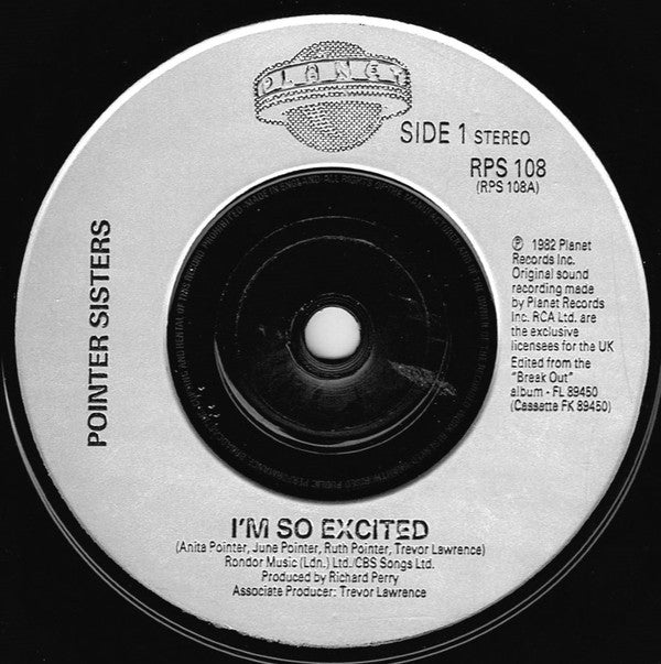 Pointer Sisters : I'm So Excited (7", Single, Sil)