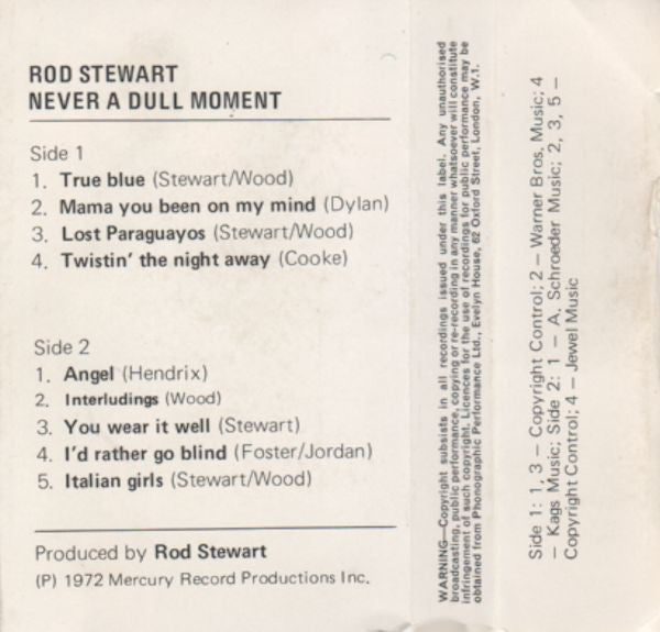 Rod Stewart : Never A Dull Moment (Cass, Album, No )