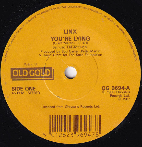 Linx : You're Lying / Intuition (7", Single)