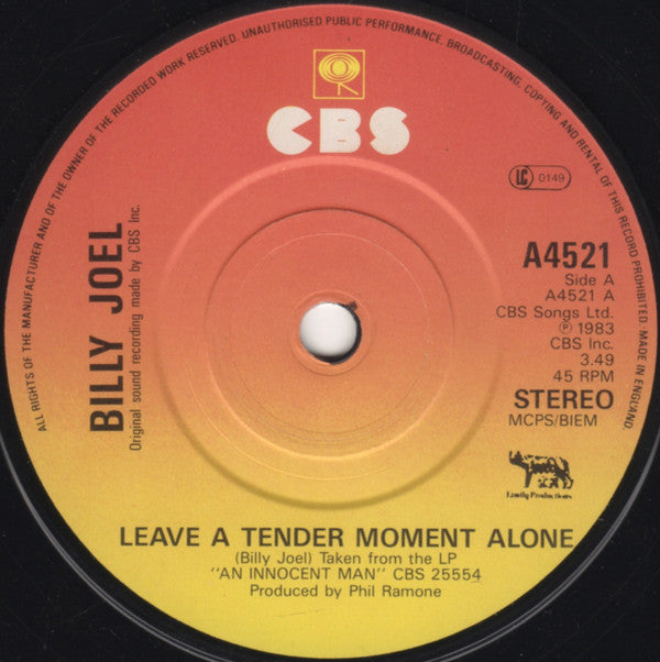 Billy Joel : Leave A Tender Moment Alone (7", Single, Pap)