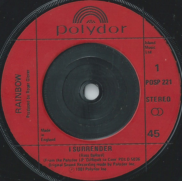 Rainbow : I Surrender (7", Single, Red)
