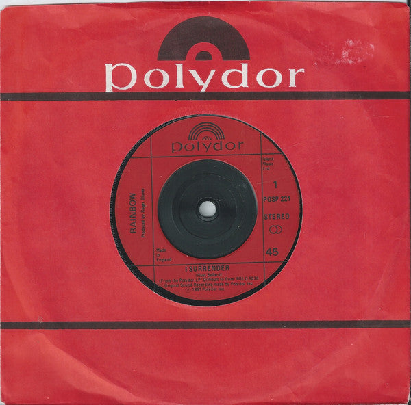 Rainbow : I Surrender (7", Single, Red)